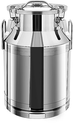 30L Stainless Steel Milk Bucket with Sealed Lid, 30 Liter Milk Can 8 Gallon Milk Container Heavy Duty Milk Jug Wine Milk Pail Ice Bucket with Lid (US Stock)