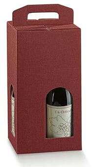 4 scatole bordeaux per 4 bottiglie vino verticali modello bordolese, borgognotta robuste strenne natalizie vinaccia cartone accoppiato e maniglia esterna cm.18x18x34 h 4