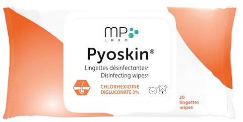 MP Labo Pyoskin® Wipes 20 Lingettes | Lingettes désinfectantes (3% de chlorhexidine) pour Chien et Chat