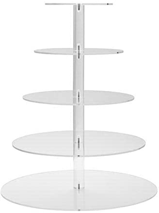 Alzata per Cupcake, Grande Alzata per Torta Nuziale Rotonda in Acrilico, Torre per Cupcake Ad Alta Stabilità a Più Livelli Rotondi in Acrilico Trasparente, Supporto(5 strati 15,75x13,19 x 66,14in)