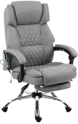 MARK ADLER Boss 6.0 Ergonomischer Chefsessel mit Massagefunktion, Bürostuhl | Massagesessel - 4 Punkt Vibrations - Fußstütze - Wärmefunktion - Drehbar - Kopfunterstützung - Kunstleder - Grau