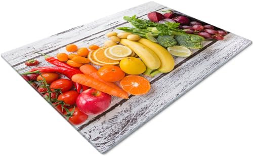 Glass Worktop Savers | Heat Resistant Worktop Protectors | Large Catering Chopping Boards | Mixture of Fruit and Vegetables