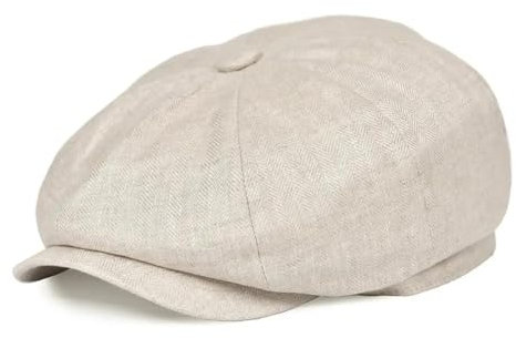 YUECIBAI Béret Homme Herringbone Lin Newsboy Cap Hommes Femmes Casquettes Respirant Plat Chapeau Béret Chapeaux 61Cm Beige