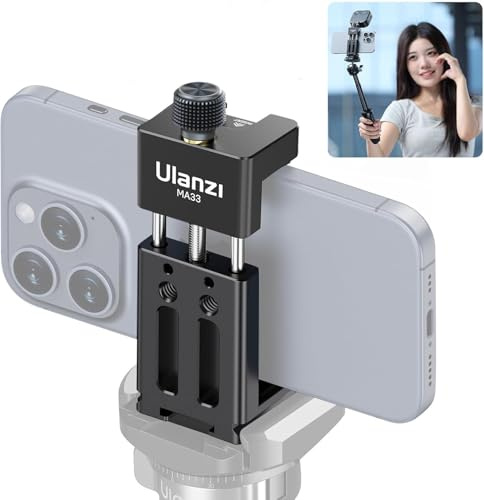 ULANZI MA33 metallstativ adapter med Q-ark, kalla skor, 1/4-gänga, 360° vridbar 180° vridbar, stativhållare, iPhone 16 Pro Max tillbehör Android-smartphone