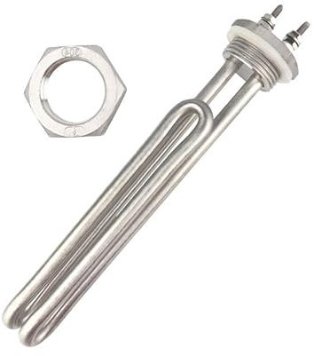 LVSELINGI SUS304 DN25 220V 2KW Stainless Steel 304 Electric Water Heater Immersion Heater Element Fold Back Water Heating Element Cheerfully(Heater Nut)