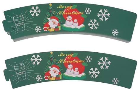 Aladeno 50 Stück Kaffeetassenhüllen, Halloween-Weihnachtsdesign, Einweg-Pappbecherhüllen, Heißgetränkehalter, Heißbecherhüllen für Halloween, Weihnachten, heiße kalte Getränke, (Grün)