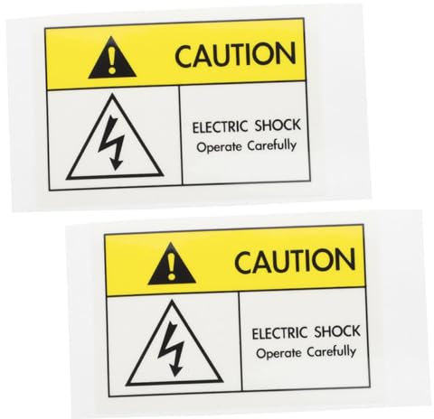 HOMOCONO 2 Pcs Electric Shock Warning Labels Caution Safety Stickers for Electrical Panels Adhesive Warning Decals Symbol