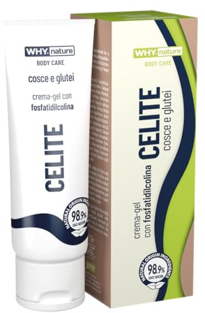 WHY NATURE Celite Cosce & Glutei - Crema Rassodante Corpo Forte con Caffeina, Bromelina e Ginkgo Biloba - 200 ml
