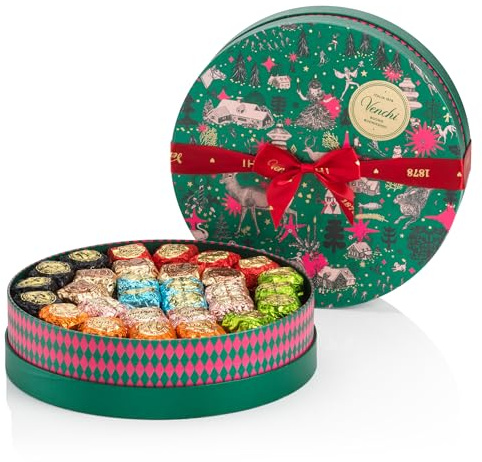 Venchi - Collection Noël - Boîte à Chapeau cadeau prestige avec Assortiment de Chocoviars, 1,1 kg - Idée cadeau - Sans gluten
