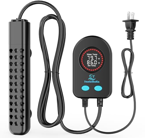 HANLESHUKA 200W Aquarium Heater for 20-40 Gallon with Auto Shut-Off When Leaving Water—Submersible Fish Tank Heater, Dry-Burn & Overheat Protection, Explosion-Proof, Freshwater Saltwater Turtle Tank