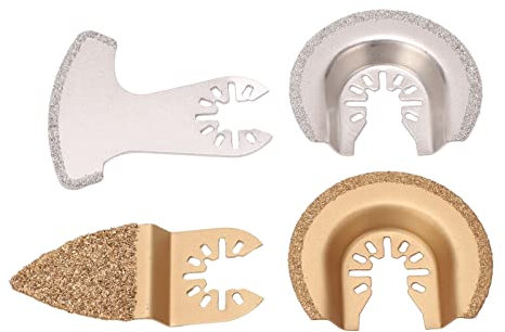 Mavaol 4-teiliges oszillierendes Sägeblatt, Multi-Werkzeug-Set, Halbkreis-Fingersegment-Schwingkörnung für Fugenmörtel, Keramik, Mauerwerk