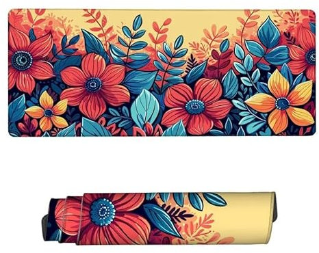 Gaming Mauspad XXL 900x300x3mm,Mauspad Blume Mousepad,Schreibtischunterlage Blumen Mousepad Wasserdicht,rutschfeste Gummibasis,Verbessert Präzision und Geschwindigkeit,Gaming-Mauspads für PC,RS-732