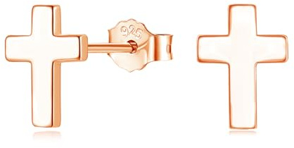Josfeva 925 sterlingsilver örhänge, hjärta stjärna kors örhängen för kvinnor flickor, allergivänliga brosk örhänge kontakt, 925 silver platt enkel öronplugg, små örhängen smycken i presentförpackning