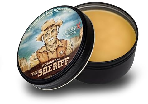 MG Pomade THE SHERIFF – Pomada Capilar Hombre, Clásica con Base de Aceite – Resistente al Agua – Fijación Extrema Heavy Hold con Efecto Mate – Cera de Peinado para Cabello y Barba - clay - heavy hold