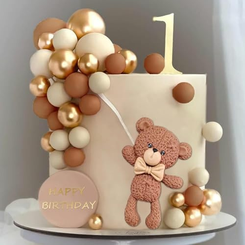Osito Decoracion Tarta,Bolasdecoracion Tartas,31 Piezas Decoracion Tartas Cumpleaños Decoracion Tarta Oso Estrellas, Bear Cake Topper para Bodas, Fiestas,Cumpleaño
