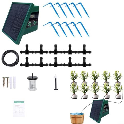 HOHOVYVY Bewässerungssystem Garten,Solar-Bewässerungssystem Für Gartenbalkon Automatisches Tropfbewässerungssystem DIY