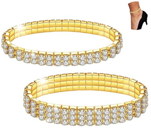LucBuy Shining Twinkle Diamant Fußkettchen Elastische Bling Brilliant fuß schmuck Armband Braut Sommer schmuck Kleid