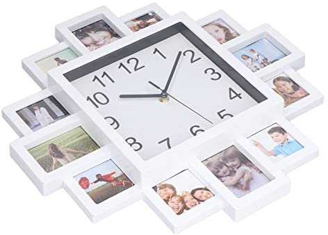 Horloge de Cadre Bricolage, Horloge Murale Photo Multi-images Personnalisée avec Mouvement Silencieux, Design Vintage Antique, Excellent pour la Maison et le Bureau, Grande Taille 39 Cm, Matériau