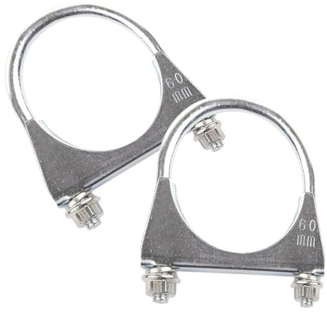 Gkhlg 2 Pack Heavy Duty Exhaust Clamps U-Shaped Galvanized Pipe Clamps for Exhaust Repair Kit for Car Clamp and Pipe Clamp Ideal for Muffler Inlet Outlet and Pipe Joints (60mm)