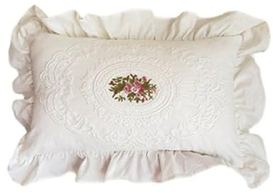 Housse de coussin en dentelle française, housses de coussin en coton blanc, housse de coussin brodée, housses de coussin en dentelle brodée, coque de coussin de canapé vintage carrée (style 2)