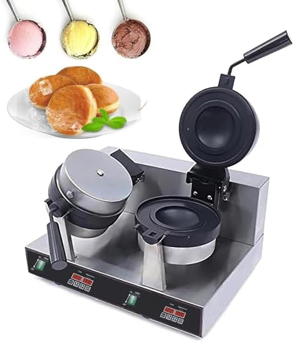 Macchina per waffle commerciale a doppia testa, per hamburger e gelato, con pannello touch intelligente, timer regolabile e controllo della temperatura per uso professionale.