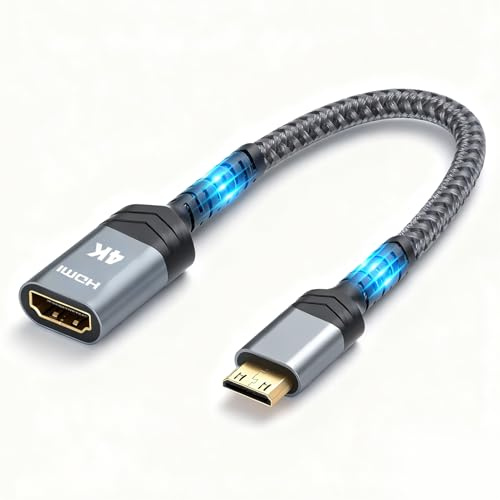 Adaptador Mini HDMI a HDMI 4K 60Hz, Cable Mini HDMI a HDMI Corto Bidireccional con HDR 3D 18Gbps para Raspberry Pi Zero W DSLR Cámara Reflex Videocámara Portátil Proyector Monitor HDTV Consola Juegos