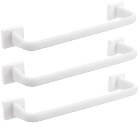 Gatuida Porta Asciugamani Bagno da Terra 3 Pezzi, in Pp Bianco, senza Foratura, Salvaspazio, per Bagno e Casa, Appendi Salviette