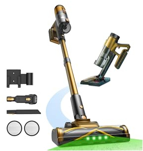 CHEFREE Aspiradora sin Cable Potente, 48Kpa/ 50Minutos, Escoba Aspirador Ligero con Cepillo Antienredos, Filtración de 5 Etapas, Ideal para Alfombra, Mascotas, Coche