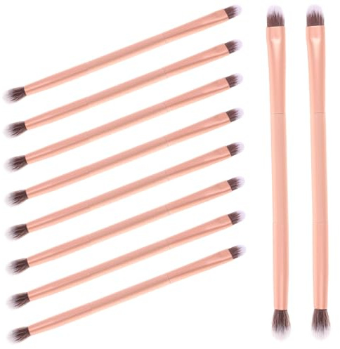 INOOMP Set de Brochas de Maquillaje para Ojos 24 Piezas, Doble Cabezal Mango de Aluminio Dorado, Pinceles Portátiles para Sombra, Iluminador y Contorno, Herramienta Cosmética Profesional