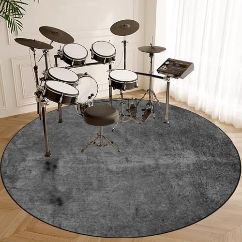 Qesjodfu Schlagzeugteppich Schalldicht Drum Teppich rutschfest Trommelteppich Musikinstrumente Bodenmatte Rund Schlagzeug Teppich Elektronisches Jazz Schlagzeug Kit für Bass Snare Drum 120 cm