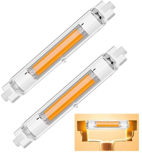 Dvnoua R7S LED 118mm Dimmbar, 30W LED R7S Ersatz 300W Halogenstab 118mm, Warmweiß 3000K 3000 Lumen, Kein Flackern, 360°Abstrahlwinkel, AC/DC 220-240V, Für Zuhause/Außenbeleuchtung, 2er Pack