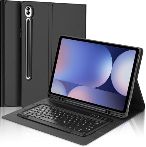 Funda con teclado para Samsung Galaxy Tab S10 Ultra/S9 Ultra de 14,6 pulgadas, QWERTZ alemán, funda con teclado Bluetooth magnético extraíble para Galaxy Tab S10Ultra/S9 Ultra de 14,6 pulgadas, negro