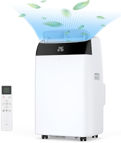 RBFGYIOP Aire Acondicionado Portatil 12000 BTU (3000 Frigorías), 4 en 1 Climatizador Pingüino Sin Unidad Exterior, Enfría, Ventila y Deshumidifica,Silencioso <53db, kit de Ventana,Cobertura 40m2