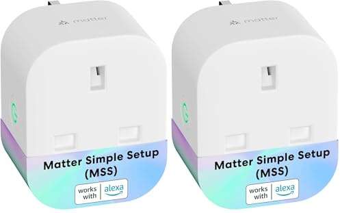 Meross Matter Smart Plug with Energy Monitoring, Mini WiFi Plug with Matter Simple Setup(MSS) Feature, Works with Apple HomeKit, Alexa, Google Home, SmartThings, Remote Voice Control, 13A (Pack of 2)
