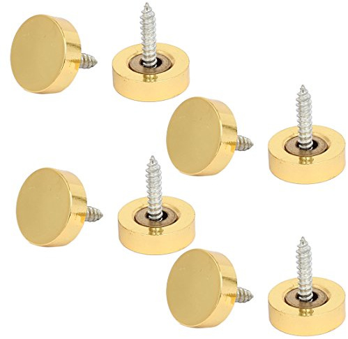 Sourcingmap 18mm Dia Solid Brass Round Flat Head Mirror Screw Cap Nails Gold Tone 8pcs