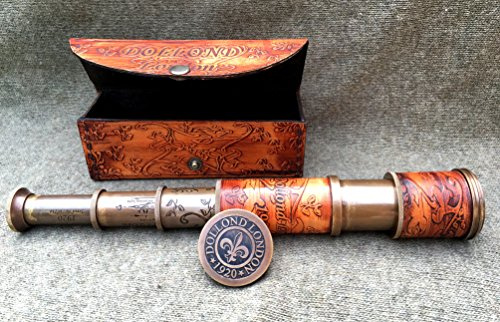 Nautisches Leder Teleskop Marine Antik Messing Pirat Spyglass Vintage Scope