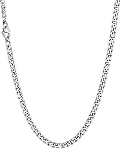 Richsteel Herren Halskette Klassische Panzerkette 3/6/9/12mm breit kubanische Hip-Hop Kette Cuban Chain Necklace für Männer Jungen Edelstahl 36-76cm als Herren Geschenk