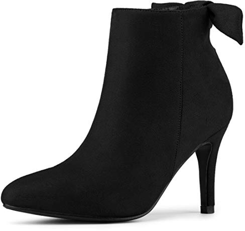 Allegra K Women's Pointed Toe Stiletto Heel Black Ankle Boots - 9 M US