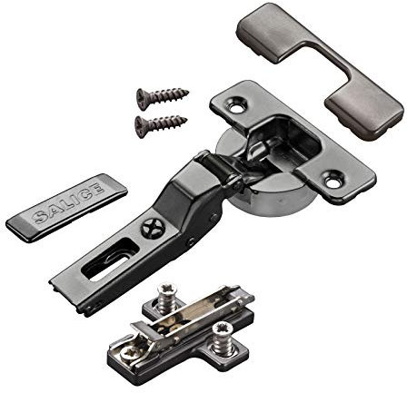 2 x Salice Topfband Serie 700 Titanium anthrazit mit Dämpfungssystem im Topf 110° T48 Mittelanschlag mit Kreuz-Montageplatte Höhe 6 mm mit Exzenterverstellung, Abdeckkappen Möbelscharnier von SO-TECH®