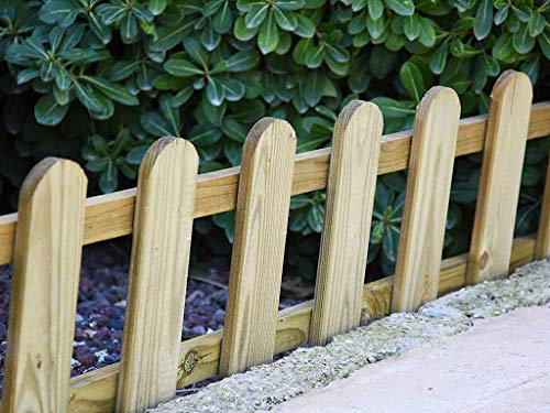 Suinga Valla de jardín de madera, 25 x 115 cm, ideal para cercados y delimitación de jardines