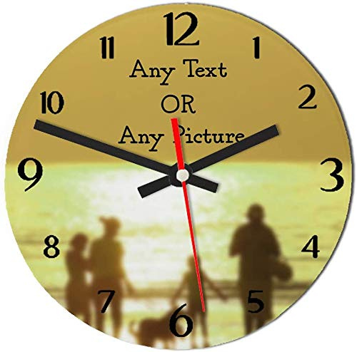 Giftme Personalised with your own Text/Image/Any Name themed 20 cm / 30 cm Glass Wall Clock For All Occasions. (30 cm)
