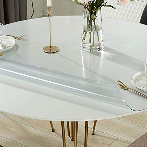 Geovne Nappe Transparente Givré,Nappe de Table Rond,Protection de Table,Essuyable Facile À Nettoyer,Tapis de Table À Manger en PVC Vinyle Bar,pour Verre Table de Salle À Manger (100cm/39in)