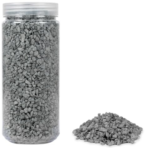 HEKU grobkörniges Deko-Granulat in grau, ca. 750g , Vielseitig Einsetzbar , Ideal für Hochzeiten und Bastelprojekte , Wiederverschließbare Dose
