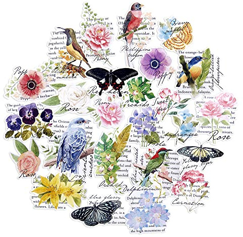 Navy Peony Vintage-Frühlings-Sticker (25 Stück) – Süß, Wasserdicht, Langlebig | Sticker für Wasserflaschen, Laptops, Scrapbooks & Journals