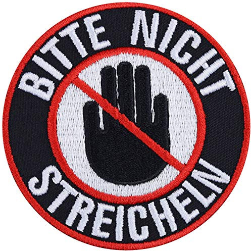 Begleithund Aufnäher Bitte NICHT streicheln Hundesport Aufbügler Dog Patch Abzeichen für Haustier Bügelbild Agility Applikation für Leine/Brustgeschirr/Jacke/Halstuch | 75x75mm