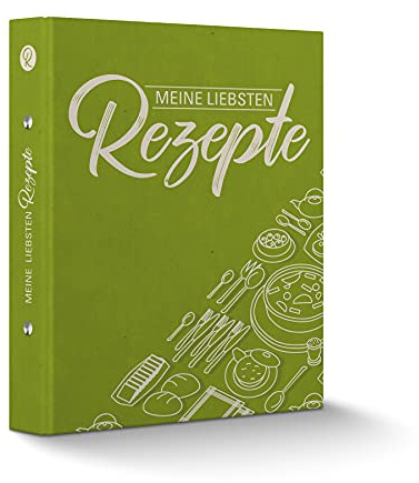 itenga Rezeptringbuch A5 Motivdruck laminiert 2-Ring-Mechanik Meine liebsten Rezepte grün - Rezeptordner Kochrezepte-Ringbuch