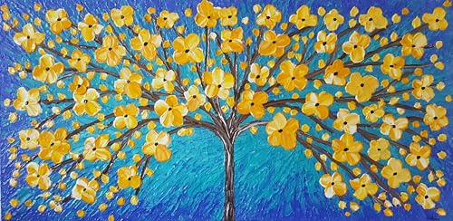 DORON ARTE QUADRO MODERNO ASTRATTO DIPINTO A MANO TELAIO GALLERY BORDI DIPINTI - ALBERO DELLA VITA - 1 metro x50x4 cm -RIF229
