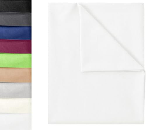 Green Mark Textilien Klassische Bettlaken – Flaches Laken aus 100% Baumwolle, ohne Gummi, hautfreundlich, pflegeleicht, bei hohen Temperaturen waschbar – Weiß – 140x200 cm