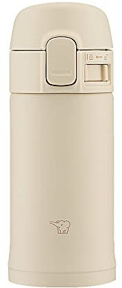 Zojirushi SM-PD20-CM One-Touch Stainless Steel Water Bottle, 0.2 L, Beige