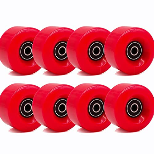 TGHY 8 Skateboard Rollen Rollschuhe Räder Roller Skate Räder mit Lager Quad Rollschuhe Ersatz Rollen für Doppel Reihe Skating, Skateboard 58mm x 32mm 82A,Rot